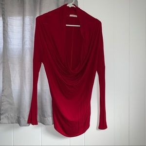 Super soft, L red low cut cowl neck top